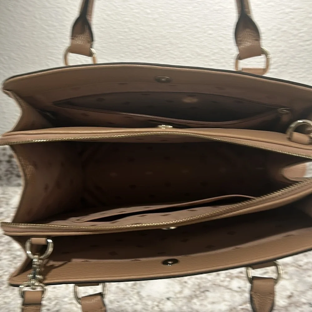 Kate Spade medium triple compartment zip top satchel w/ crossbody strap - Picture 3 of 5